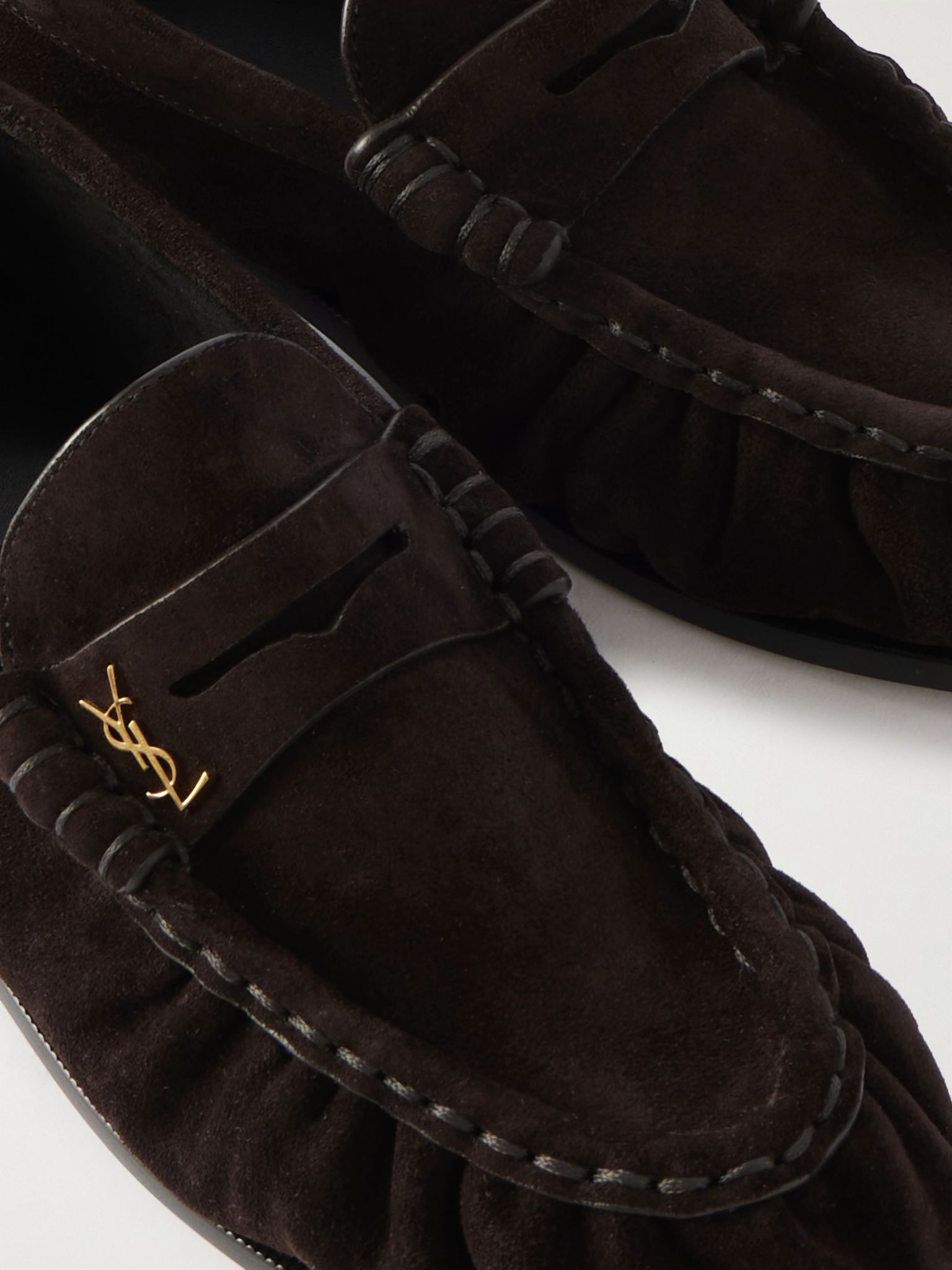 Le Loafer logo-embellished suede loafers Dark brown - 4