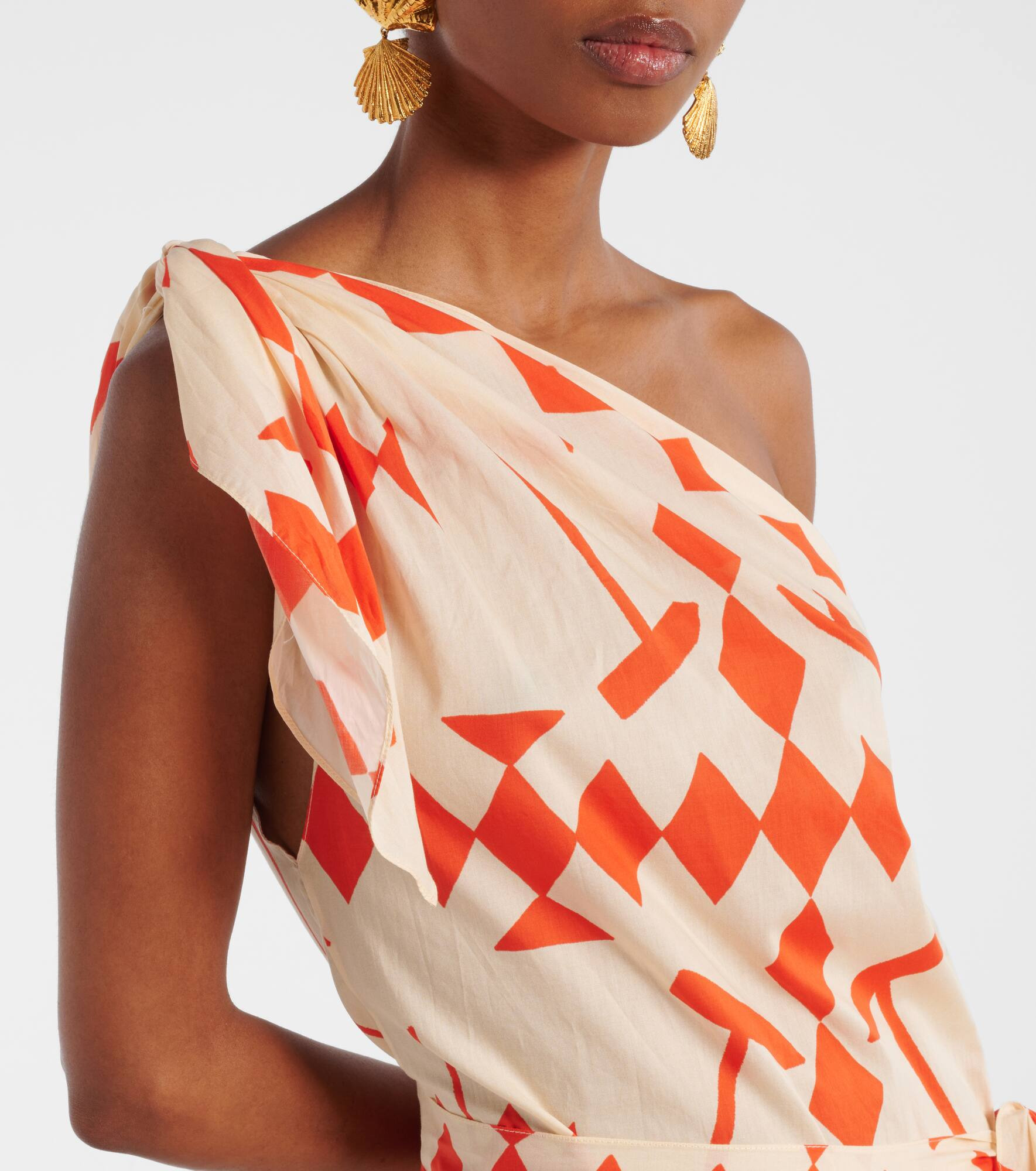 Printed cotton poplin midi dress - 4