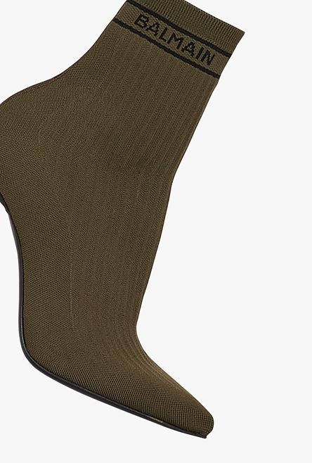 Khaki and black stretch knit Skye ankle boots - 5