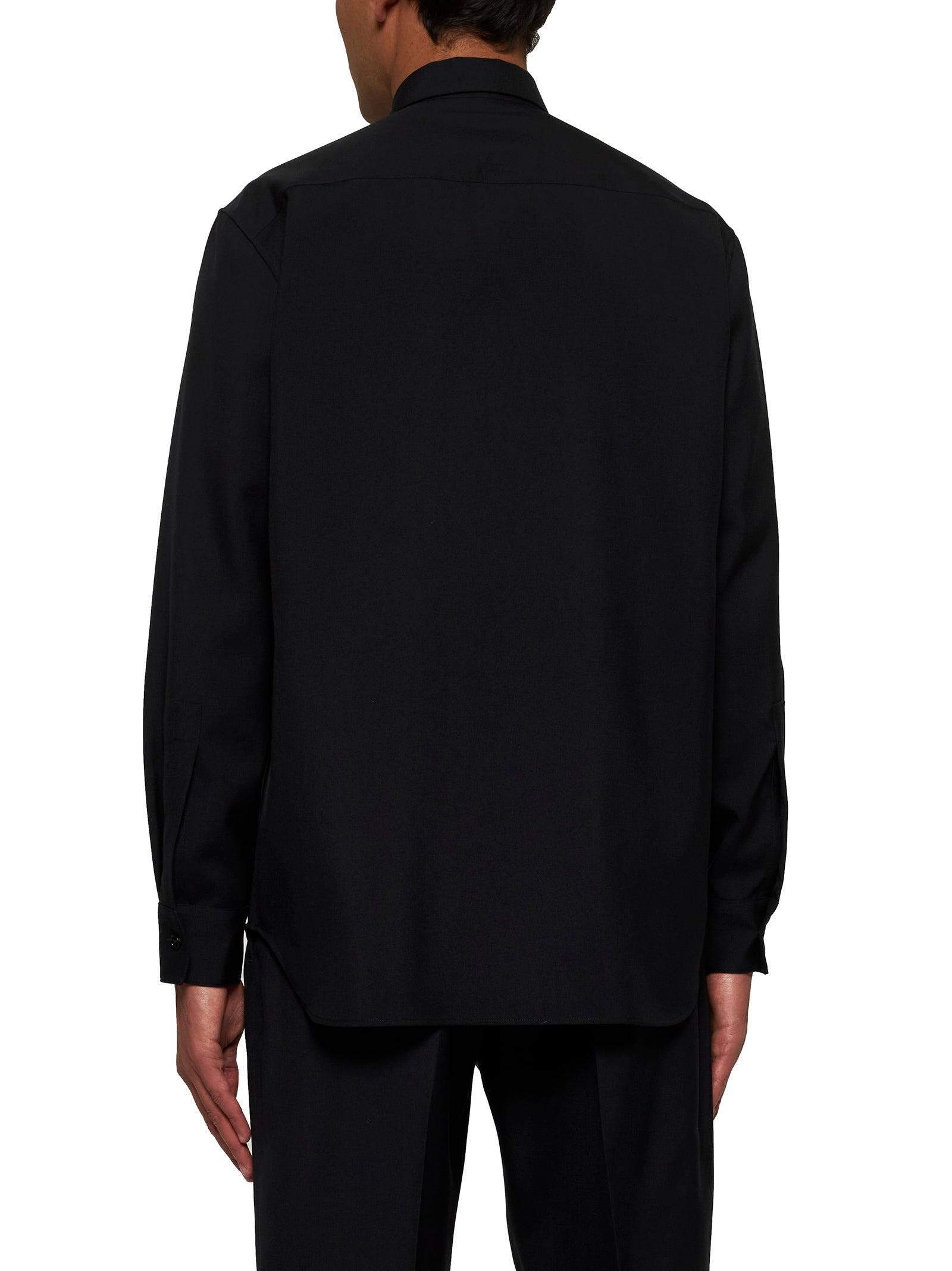 Blue wool gabardine shirt - 4