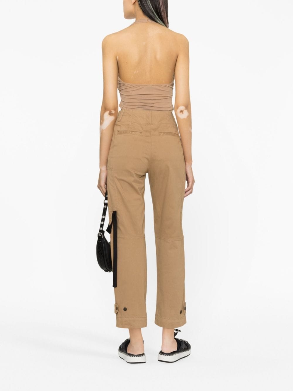 high-waisted straight-leg cotton trousers - 4
