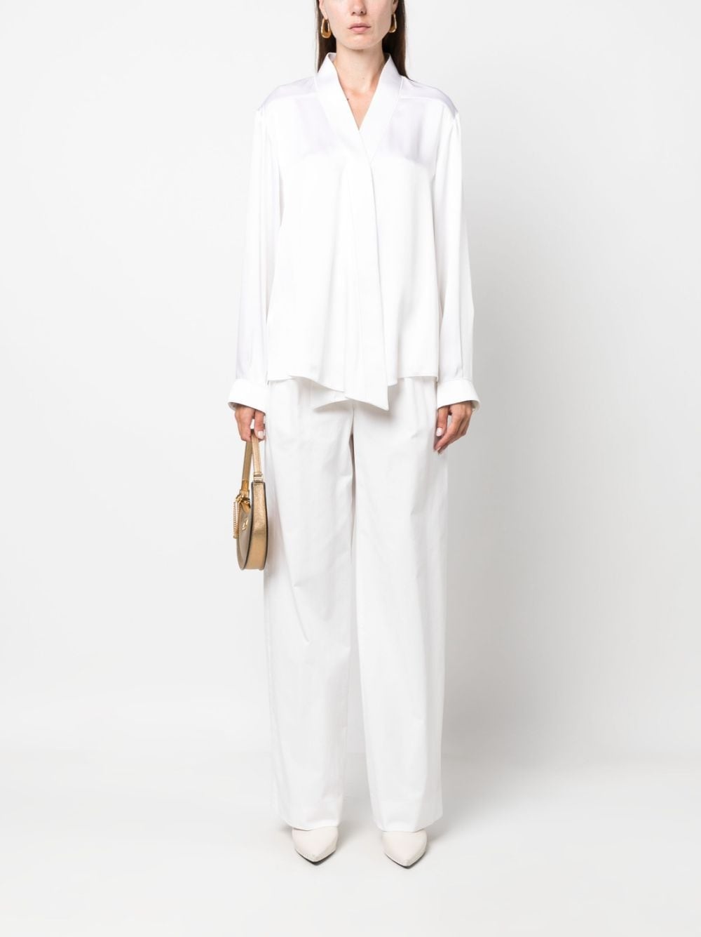 V-neck long-sleeves silk shirt - 2