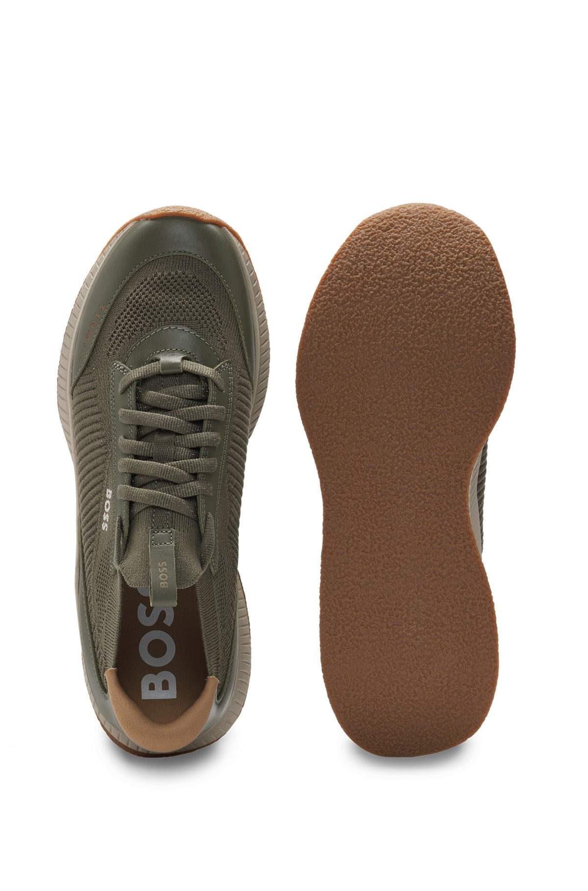 MIXED-MATERIAL TRAINERS WITH FISHBONE SOLE AND SIGNATURE ACCENTS - 4
