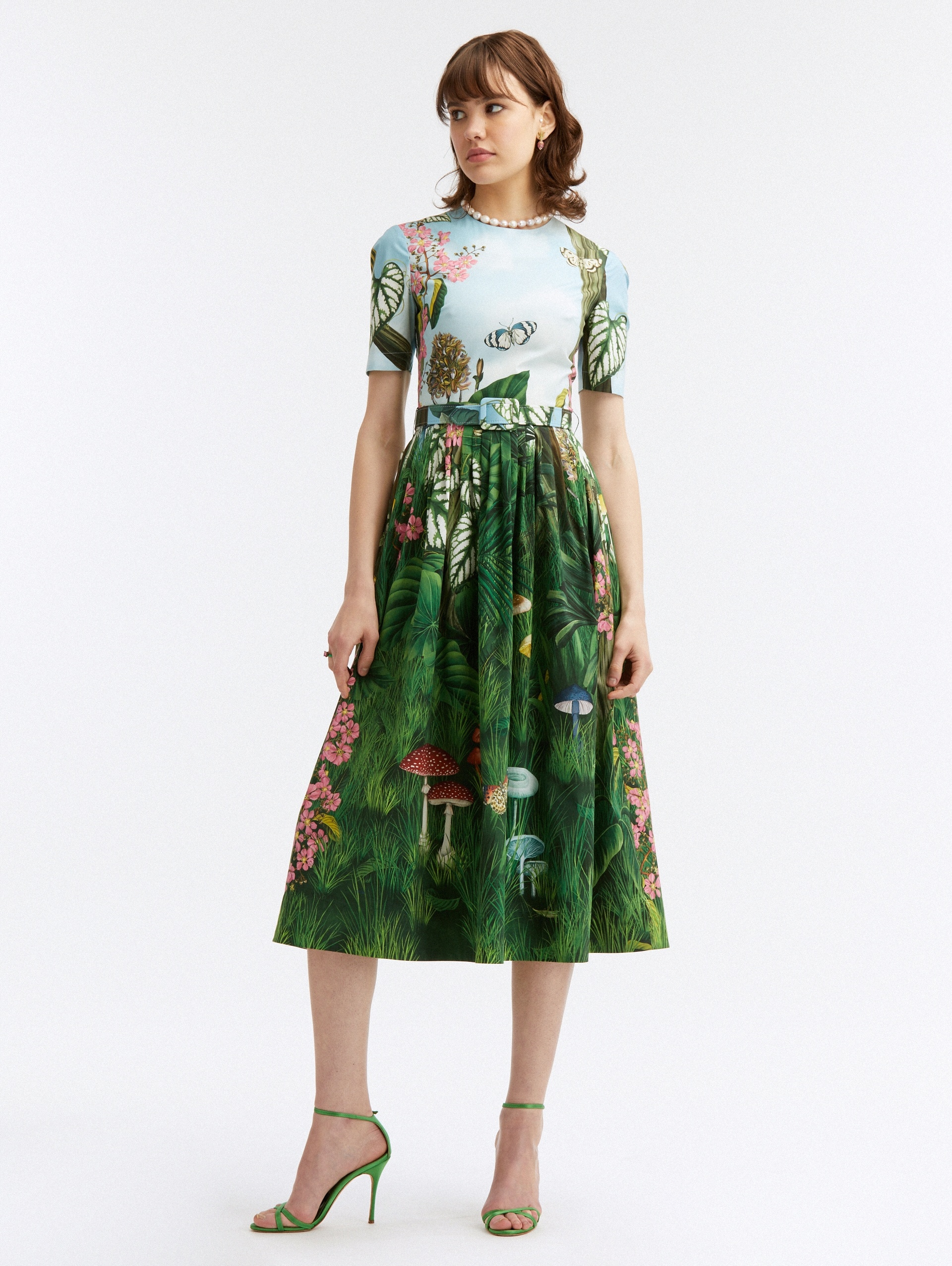 BOTANICAL FOREST POPLIN MIDI DRESS - 2