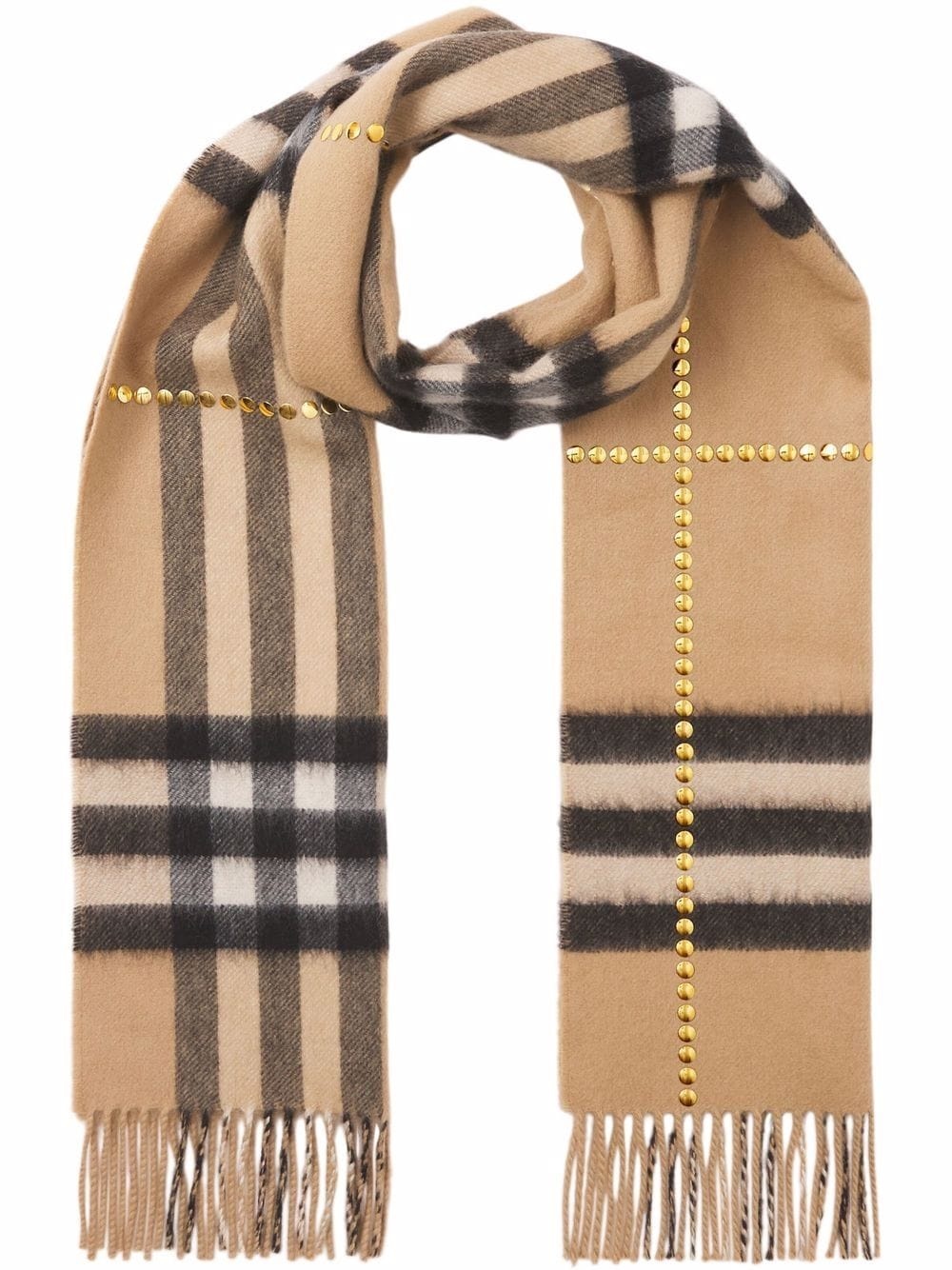 reversible studded check cashmere scarf - 4