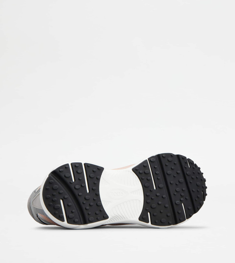 SNEAKERS IN LEATHER AND TECHNICAL FABRIC - GREY, PINK, WHITE 4
