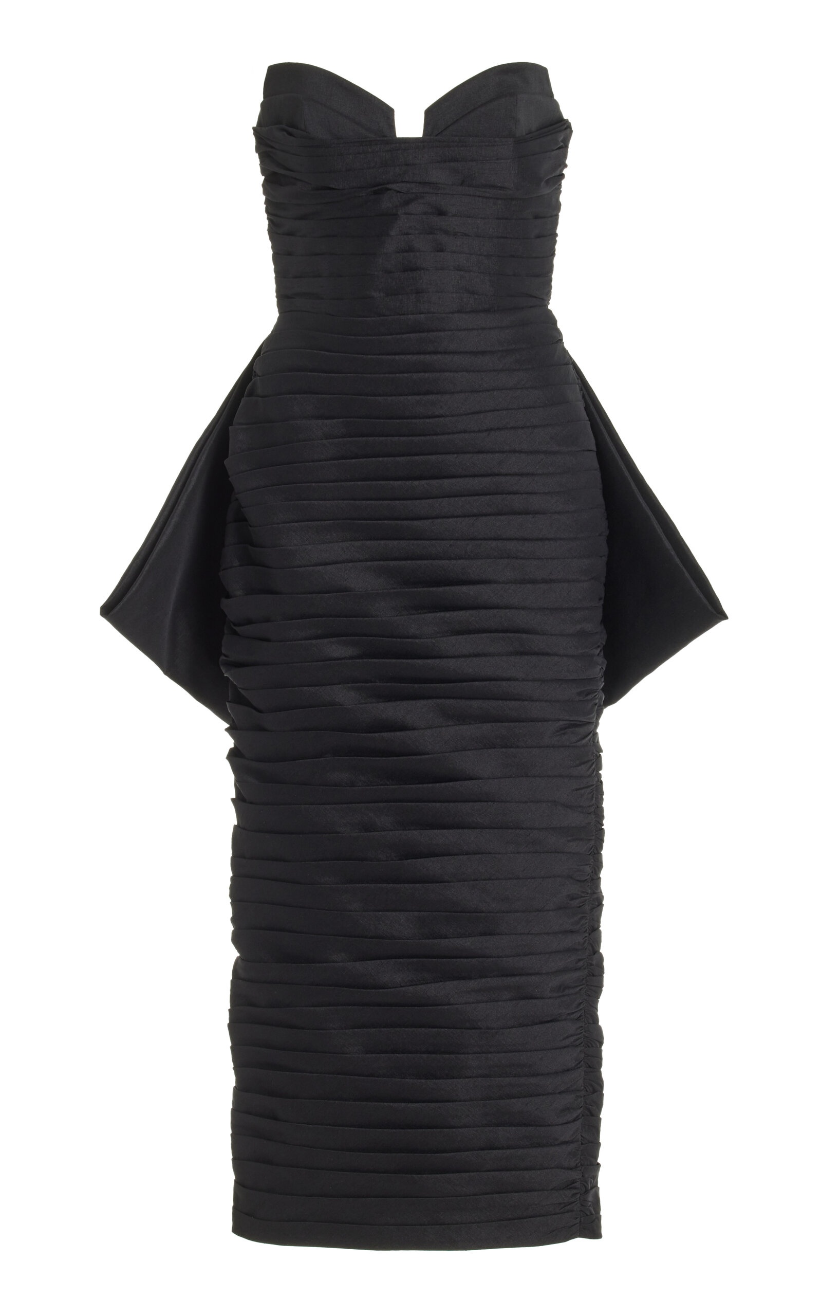 Marji Bow-Detailed Pleated-Taffeta Midi Dress black - 1