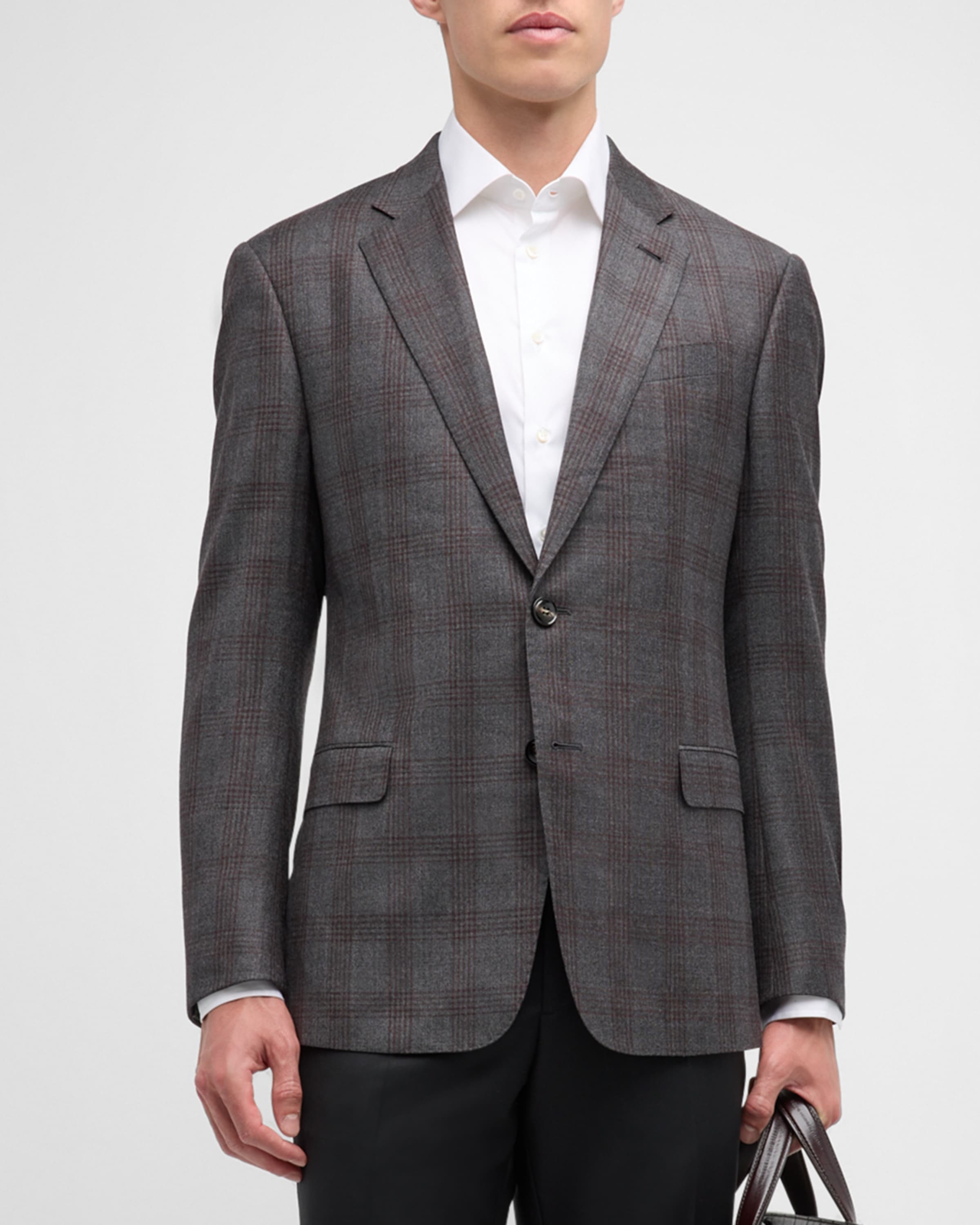 Men's Wool-Cashmere Plaid Sport Coat - 1