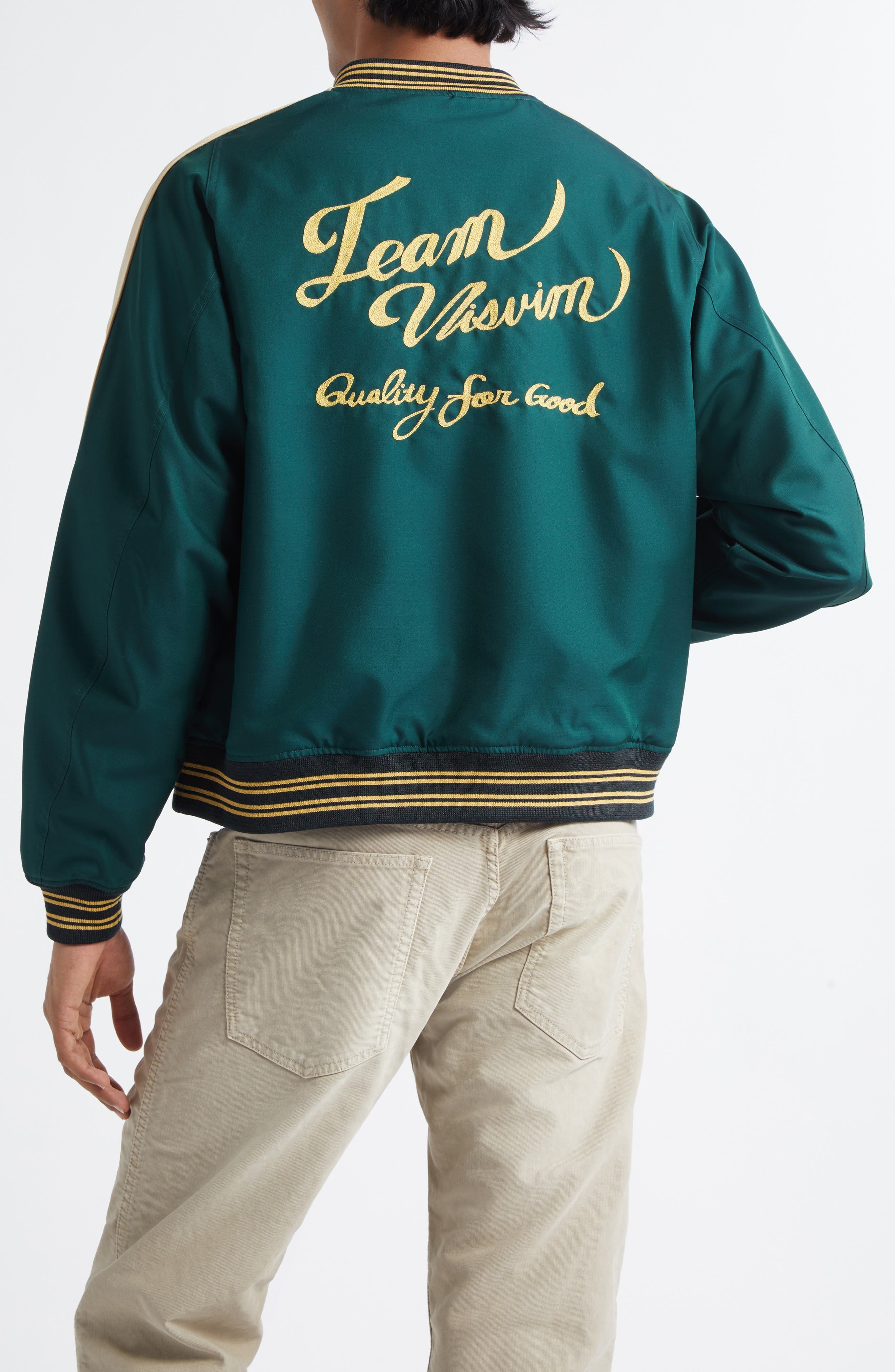 VISVIM Douglas Wool & Silk Team Jacket in Green at Nordstrom - 3