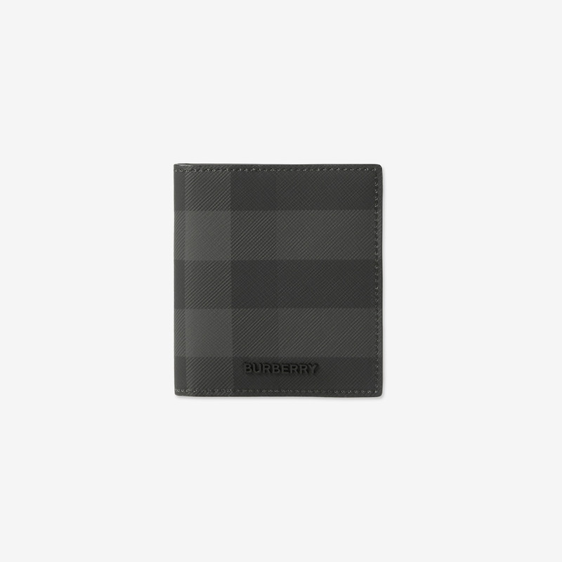 Check and Leather Folding Card Case 1