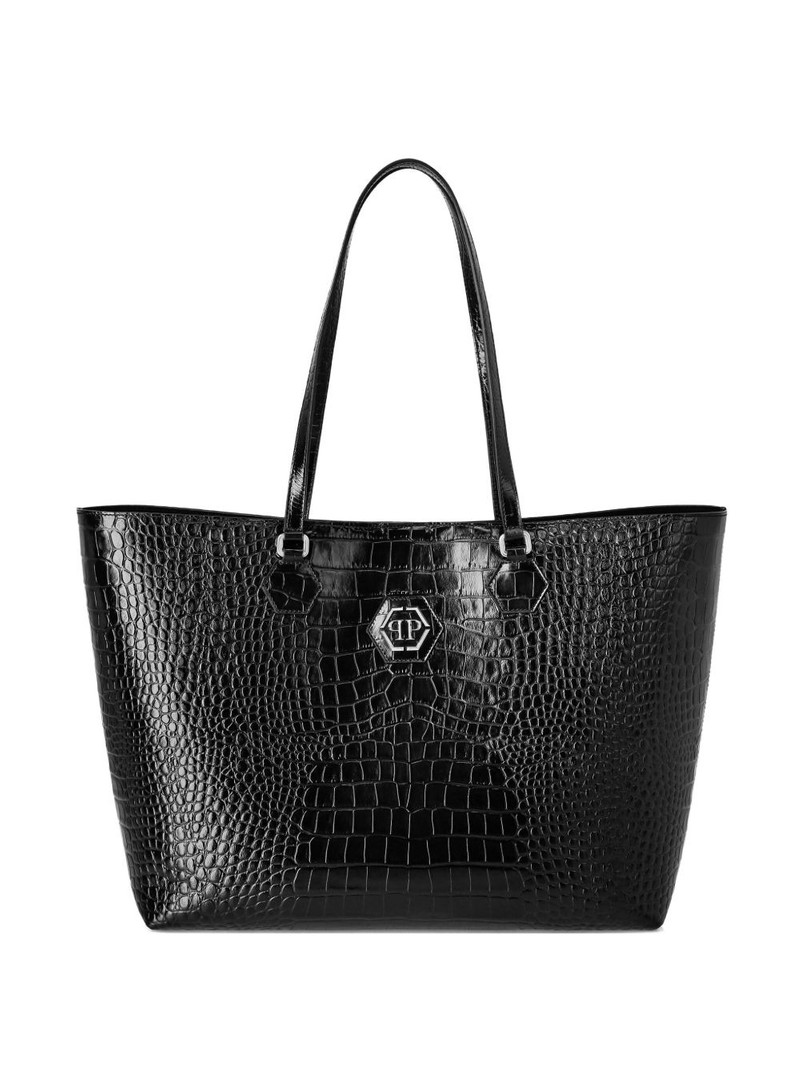 Crystal Skull crocodile-print tote bag 1