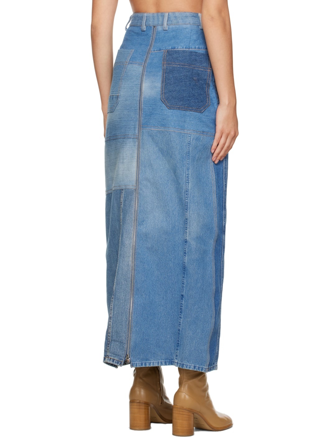 Blue Patta Denim Maxi Skirt - 3