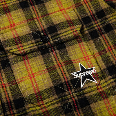 Supreme Supreme Quilted Plaid Flannel Shirt 'Olive' outlook