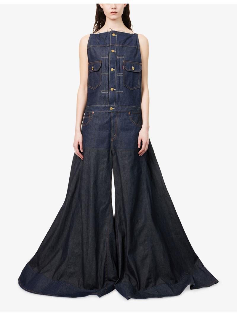 sacai Sacai X Levi's Flared Sleeveless Denim Jumpsuit outlook