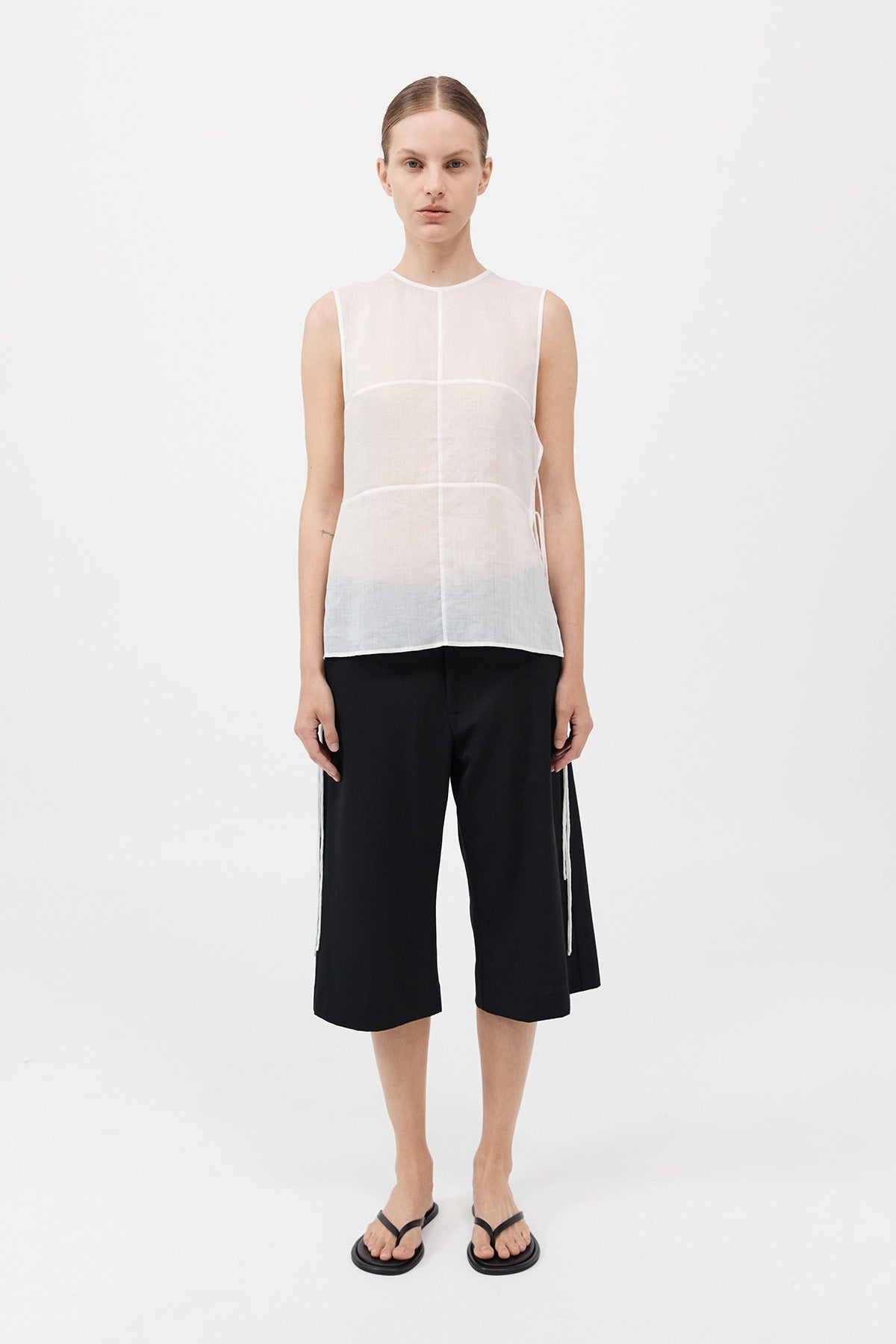 Semi Sheer Patchwork Top - Salt - 2