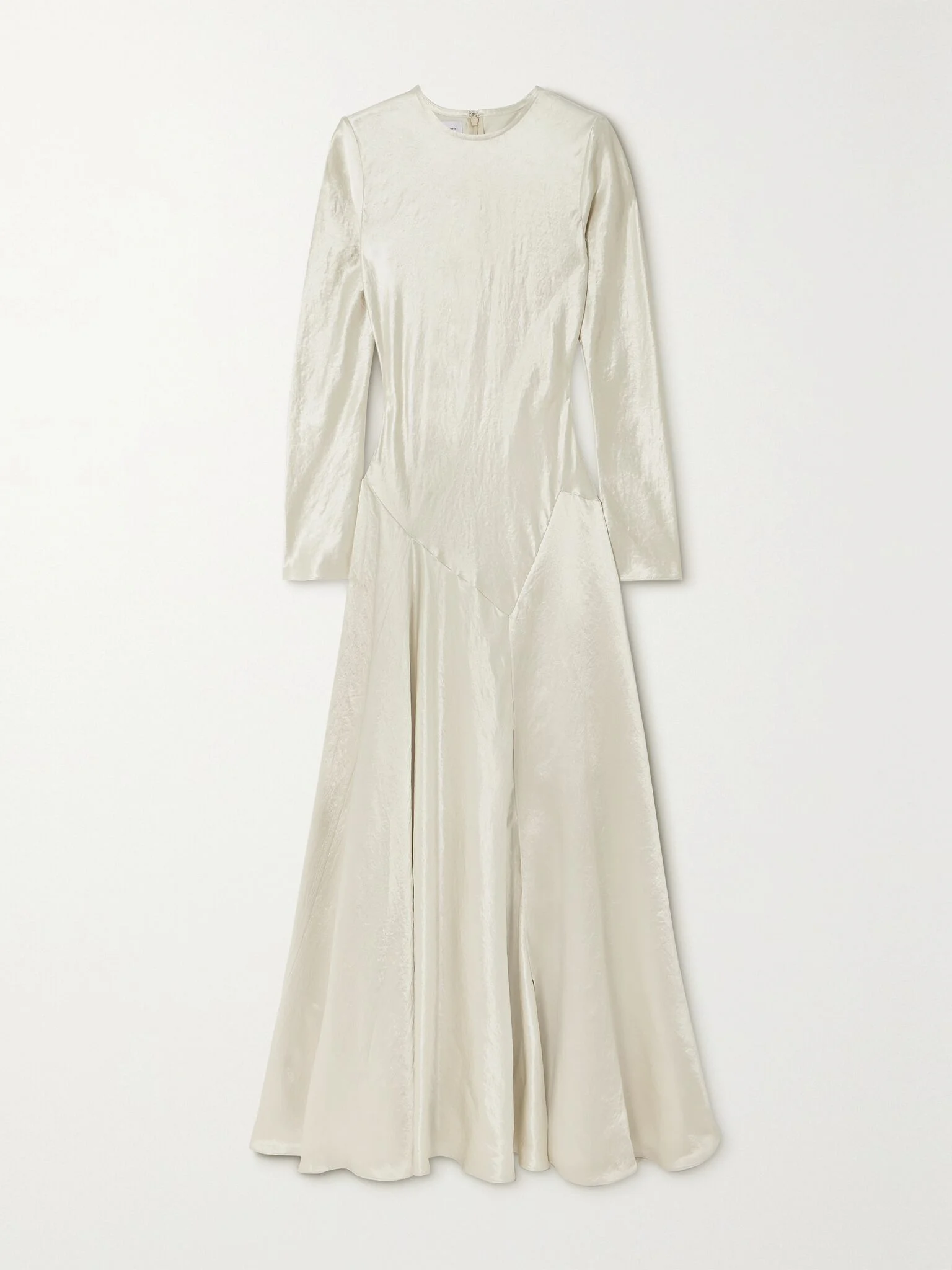 Yara paneled hammered-satin gown Silver - 1