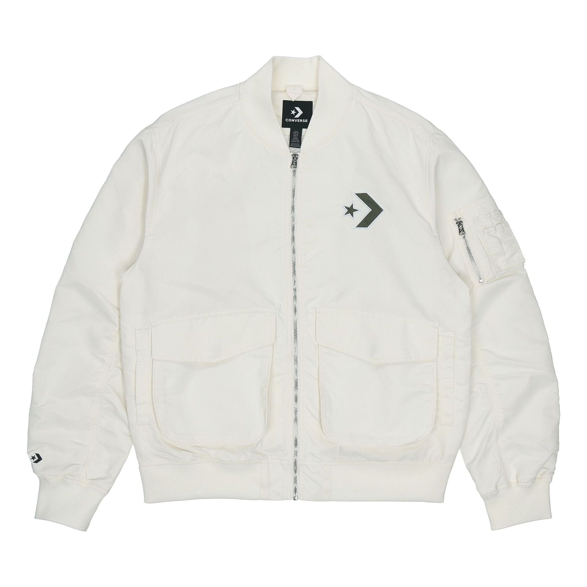 Converse SS22 Logo Loose Sports Retro aviator Jacket Couple Style White 10024169-A01 - 1