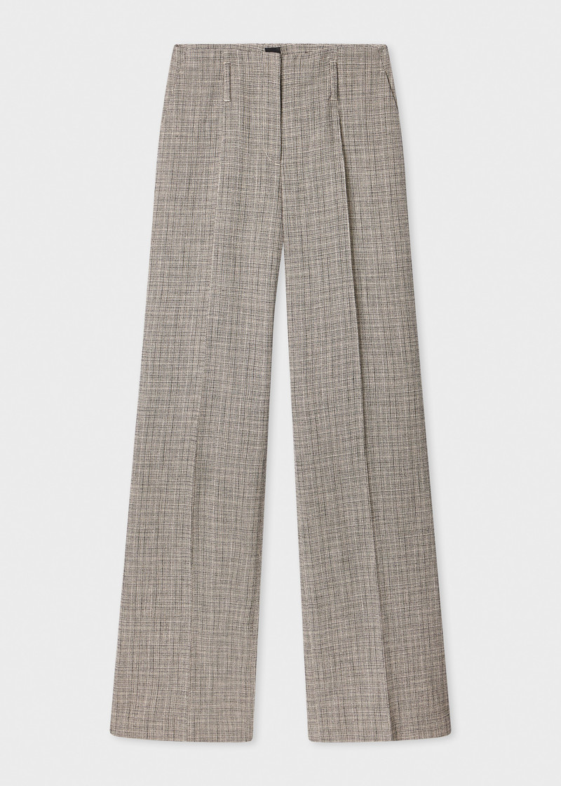 Women's Grey Textured Check Wide-Leg Trousers 1