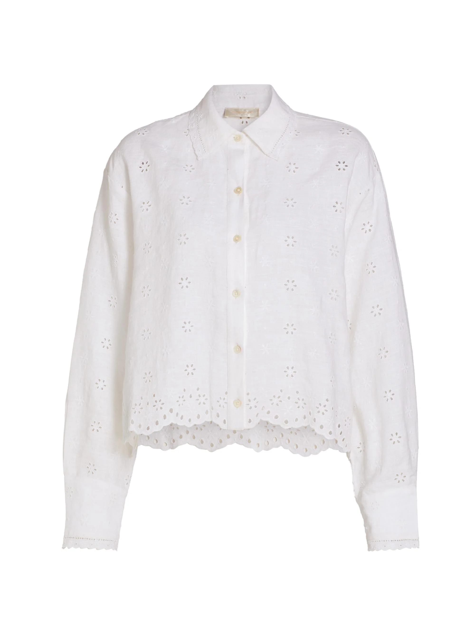 Women's Delano Eyelet Linen Button-Front Shirt - Optic White - 1