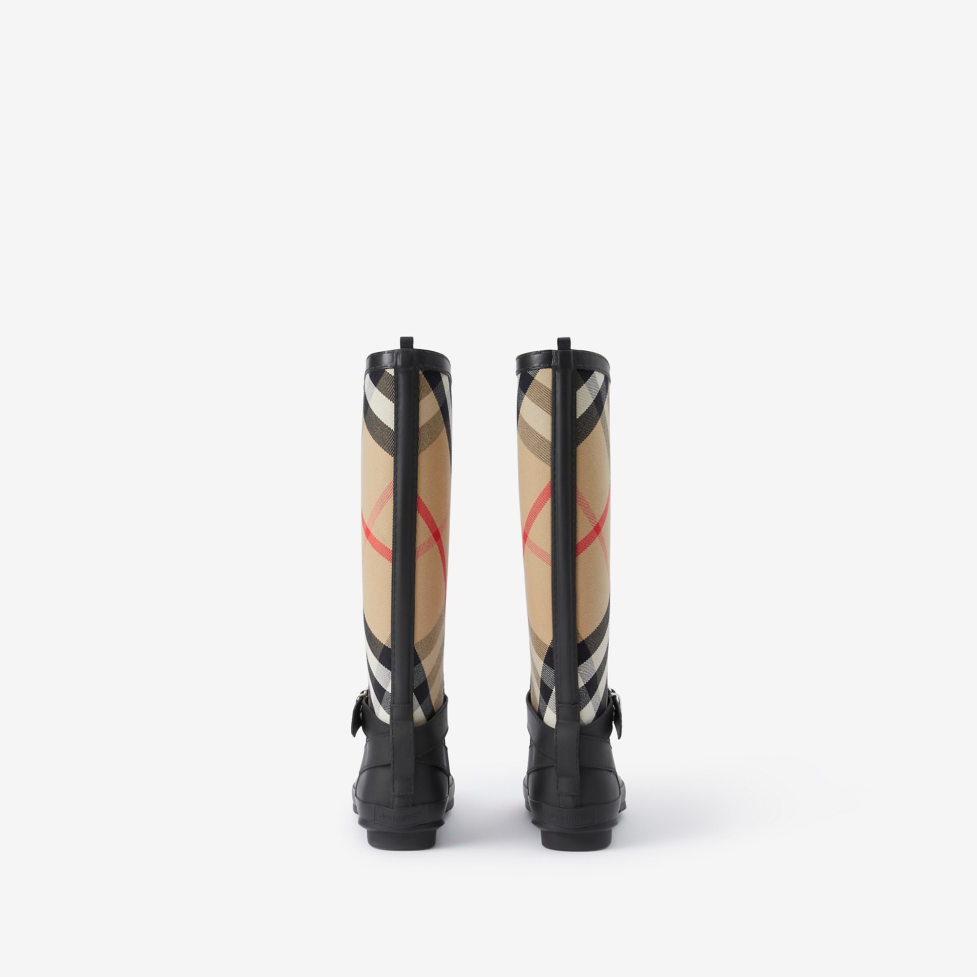 Strap Detail House Check and Rubber Rain Boots - 3
