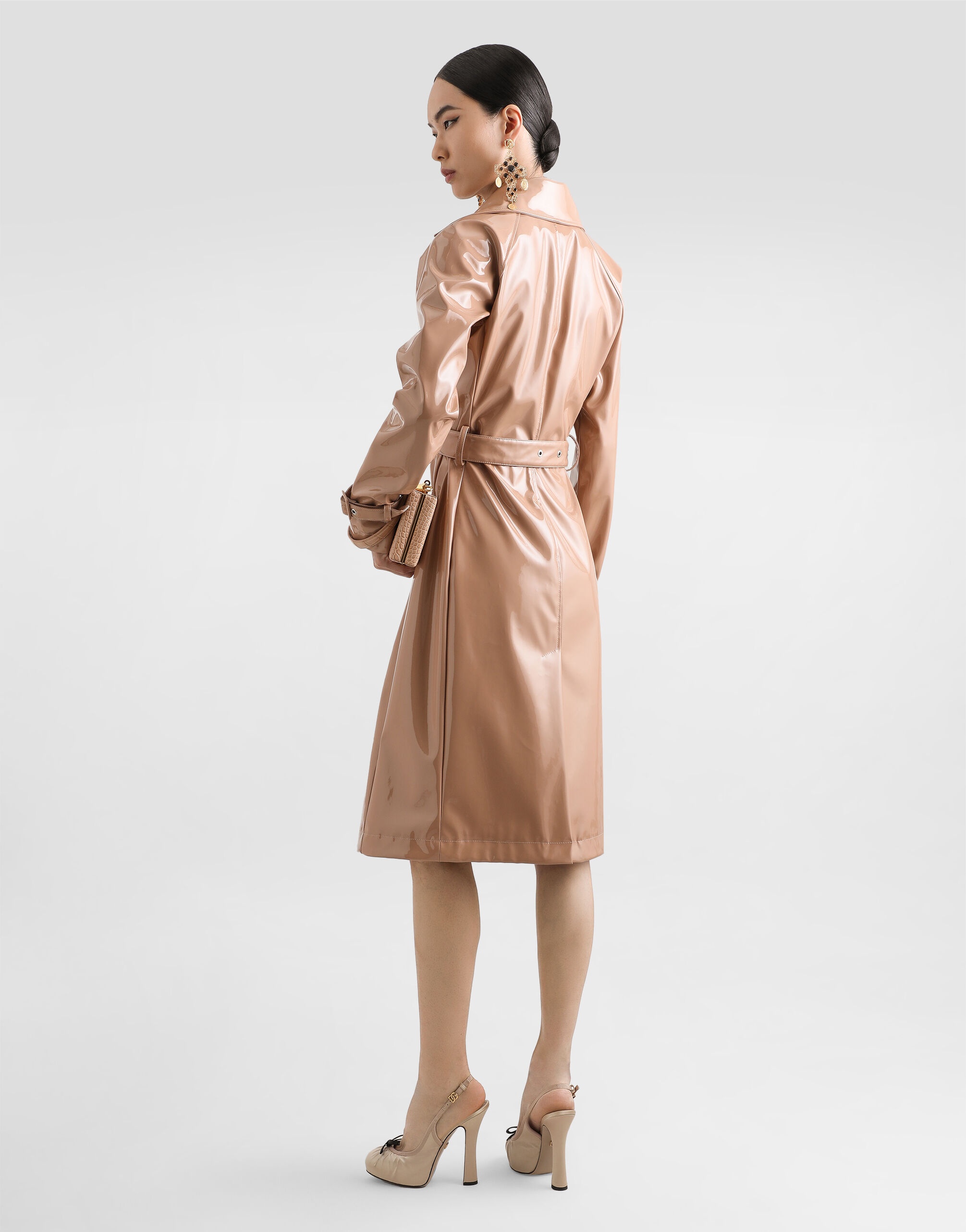 Coated faux leather trench coat - 3