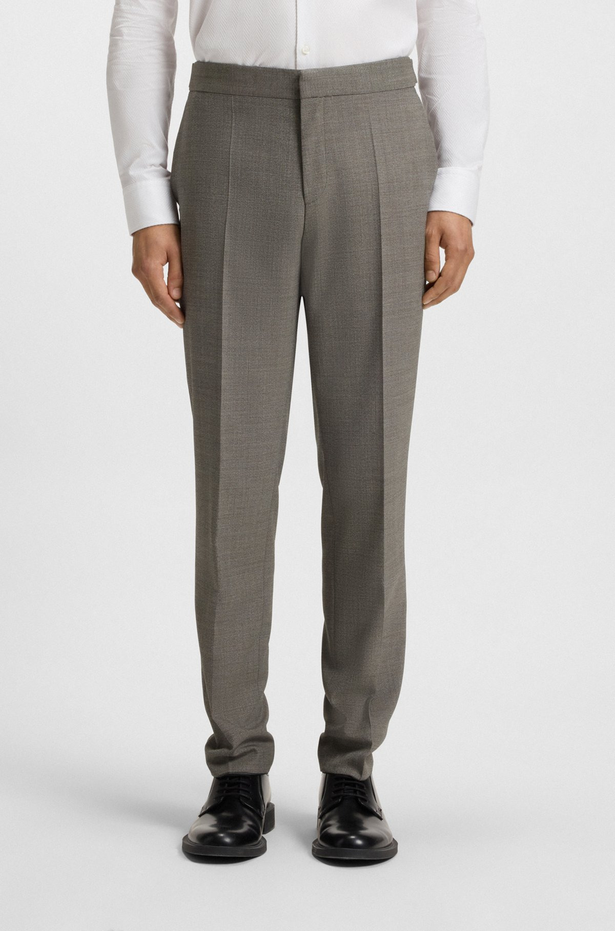 SLIM-FIT THREE-PIECE SUIT WITH SHARKSKIN WEAVE - 6