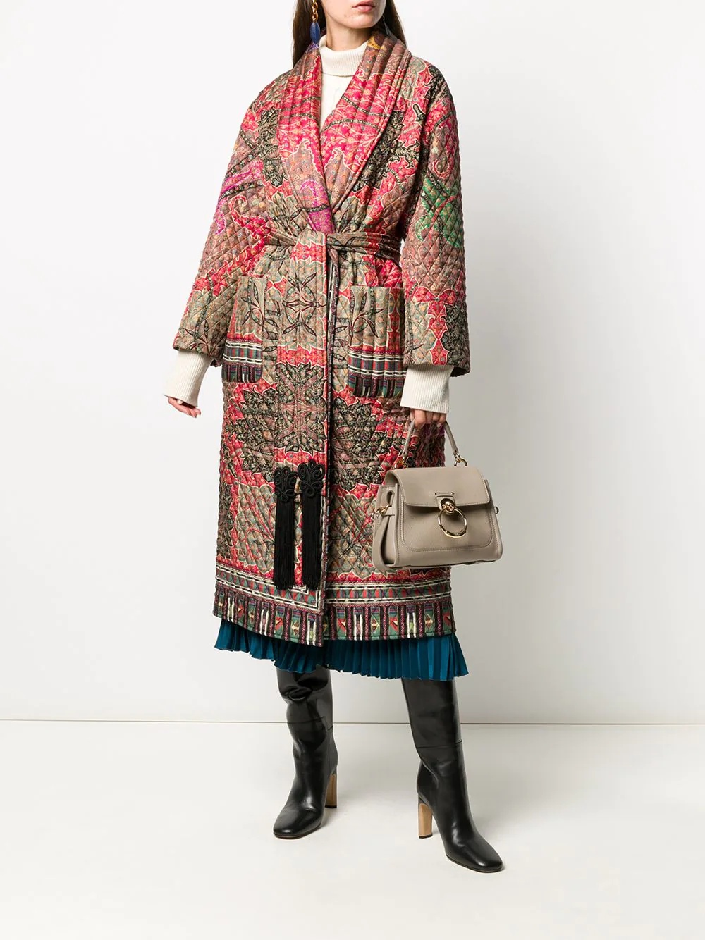 paisley-print matelassé coat - 2