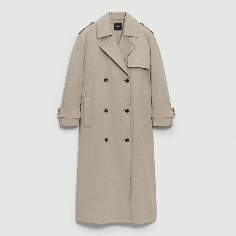 Oversized Double-Breasted Trench Coat in Cotton Gabardine - 1