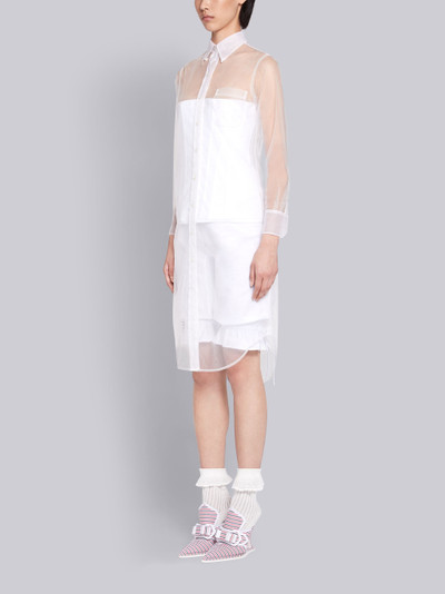 Thom Browne White Soft Tulle Exposed Long Sleeve Shirtdress outlook