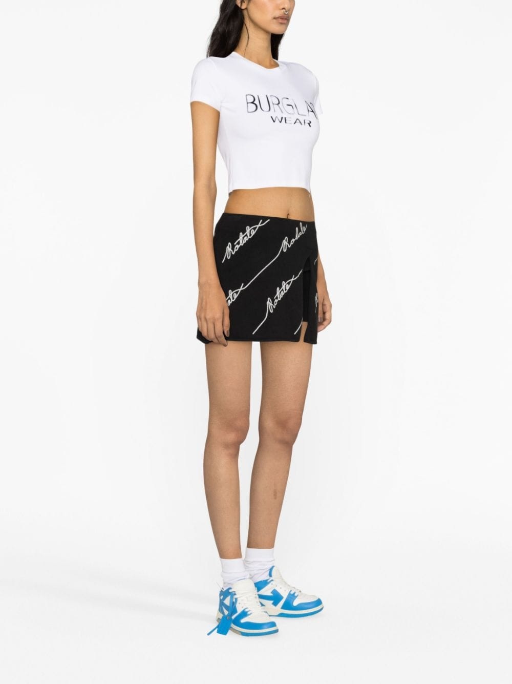logo-embellished knitted miniskirt - 3