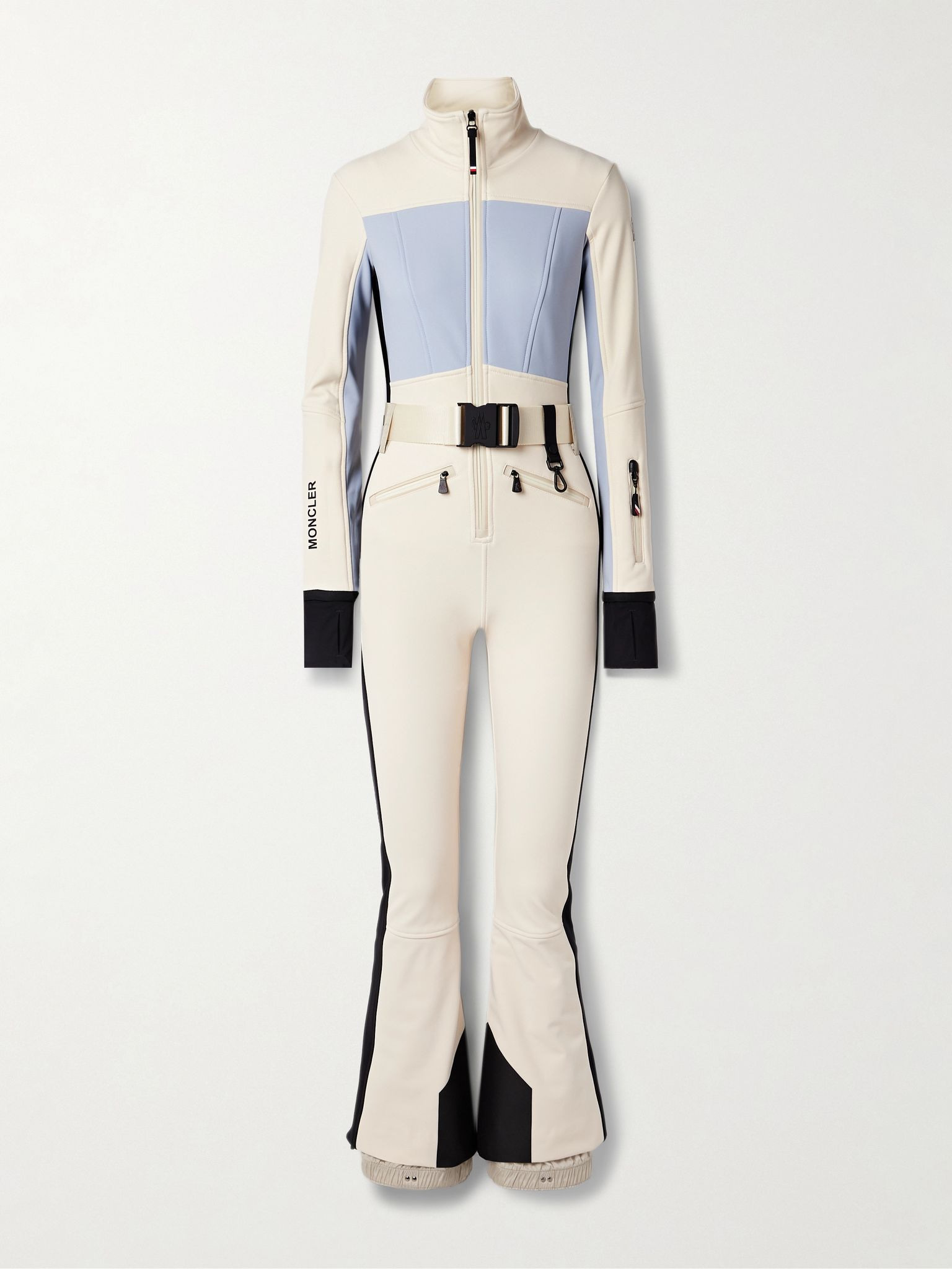 Belted color-block ski suit Ecru - 1