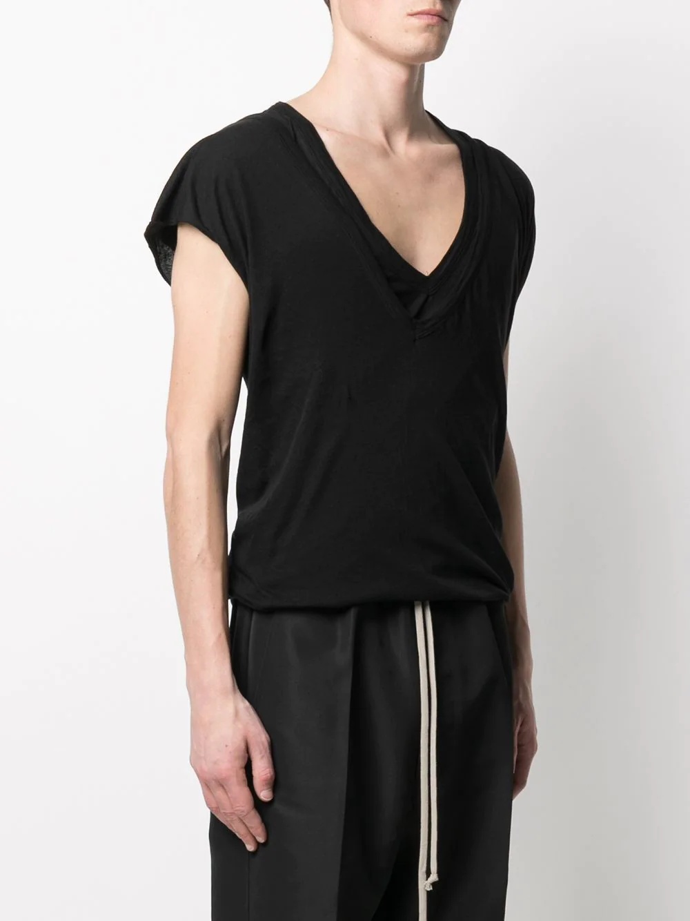 long V-neck cotton T-shirt - 3