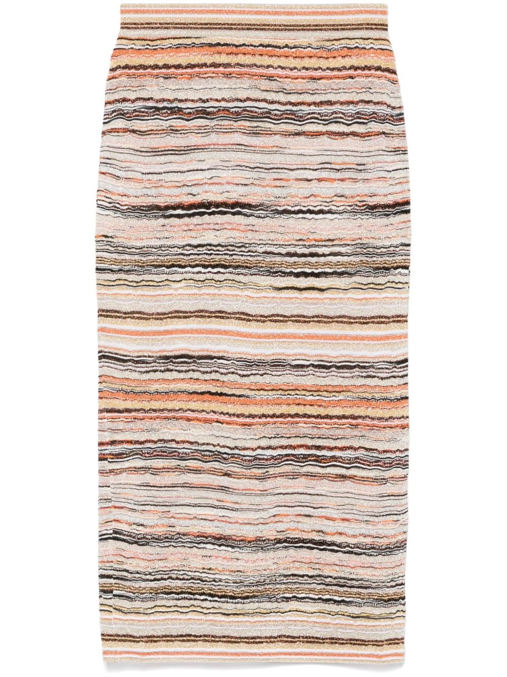 wave-pattern lamé midi skirt - 1