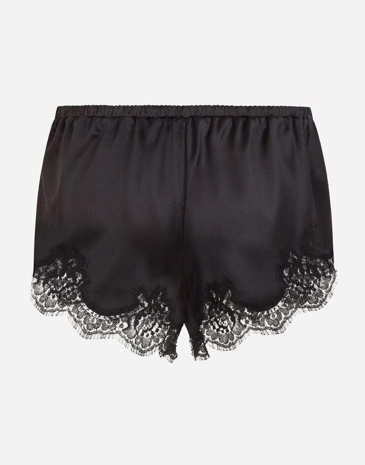 Satin lingerie shorts with lace detailing - 3