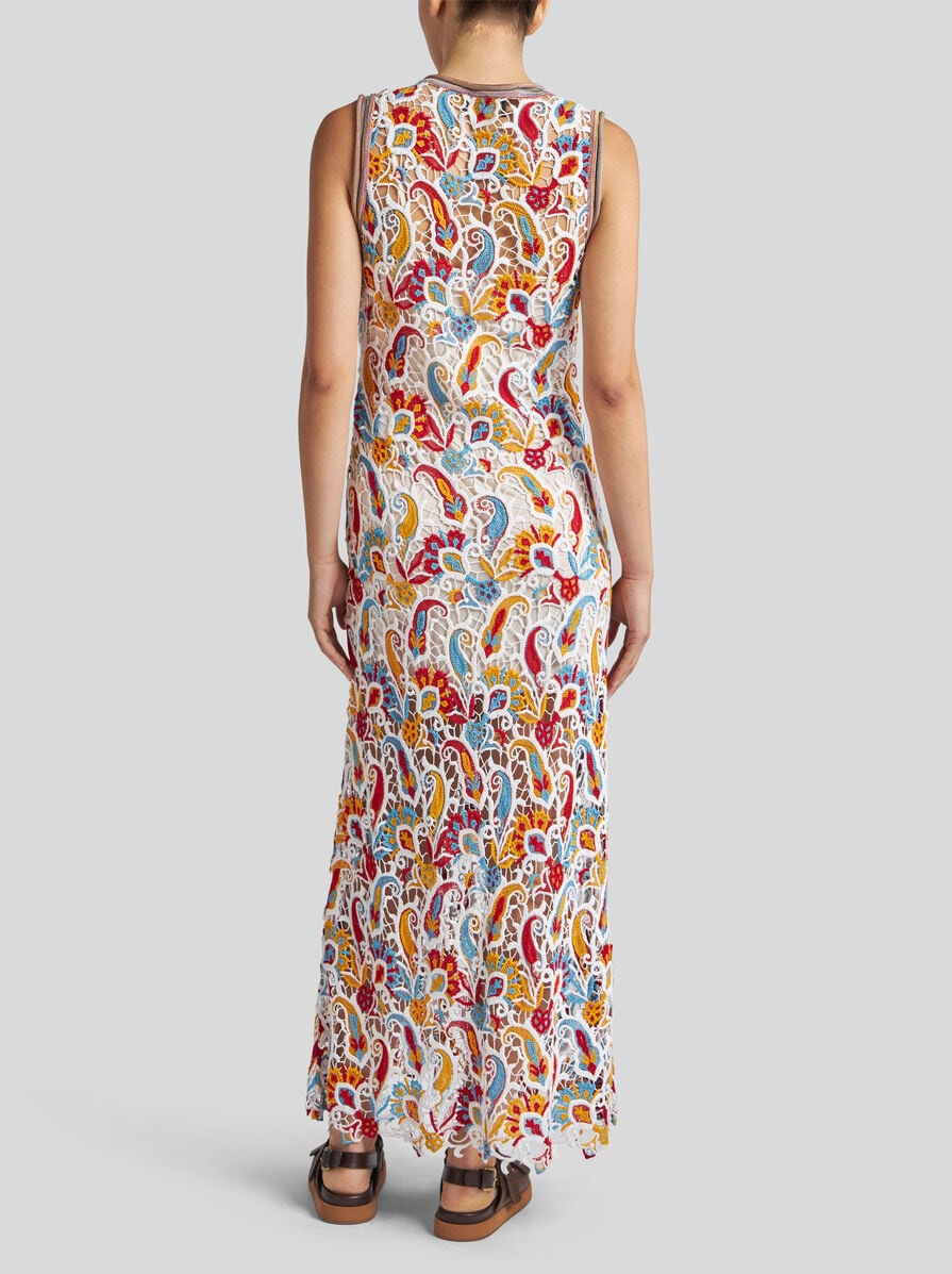 PAISLEY MACRAMÉ LONG DRESS - 4