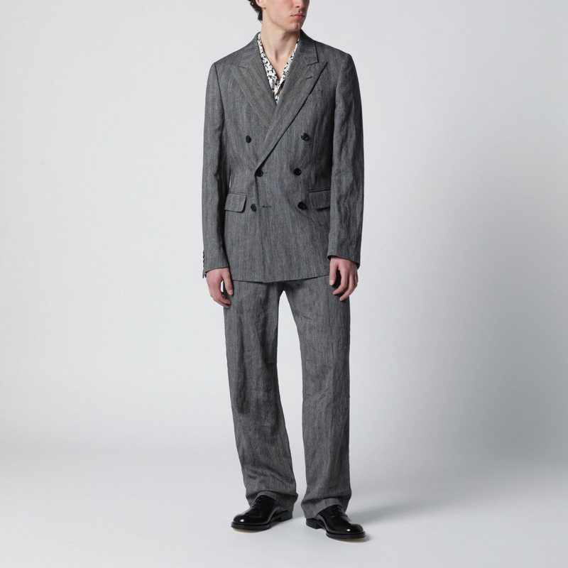 Dries Van Noten Black herringbone double-breasted jacket outlook