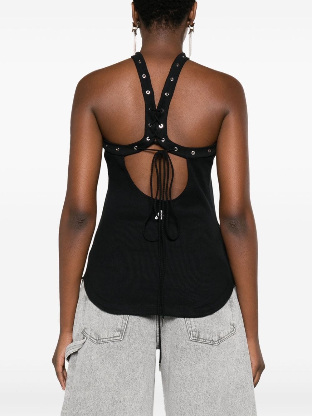 halterneck ribbed cotton tank top - 4