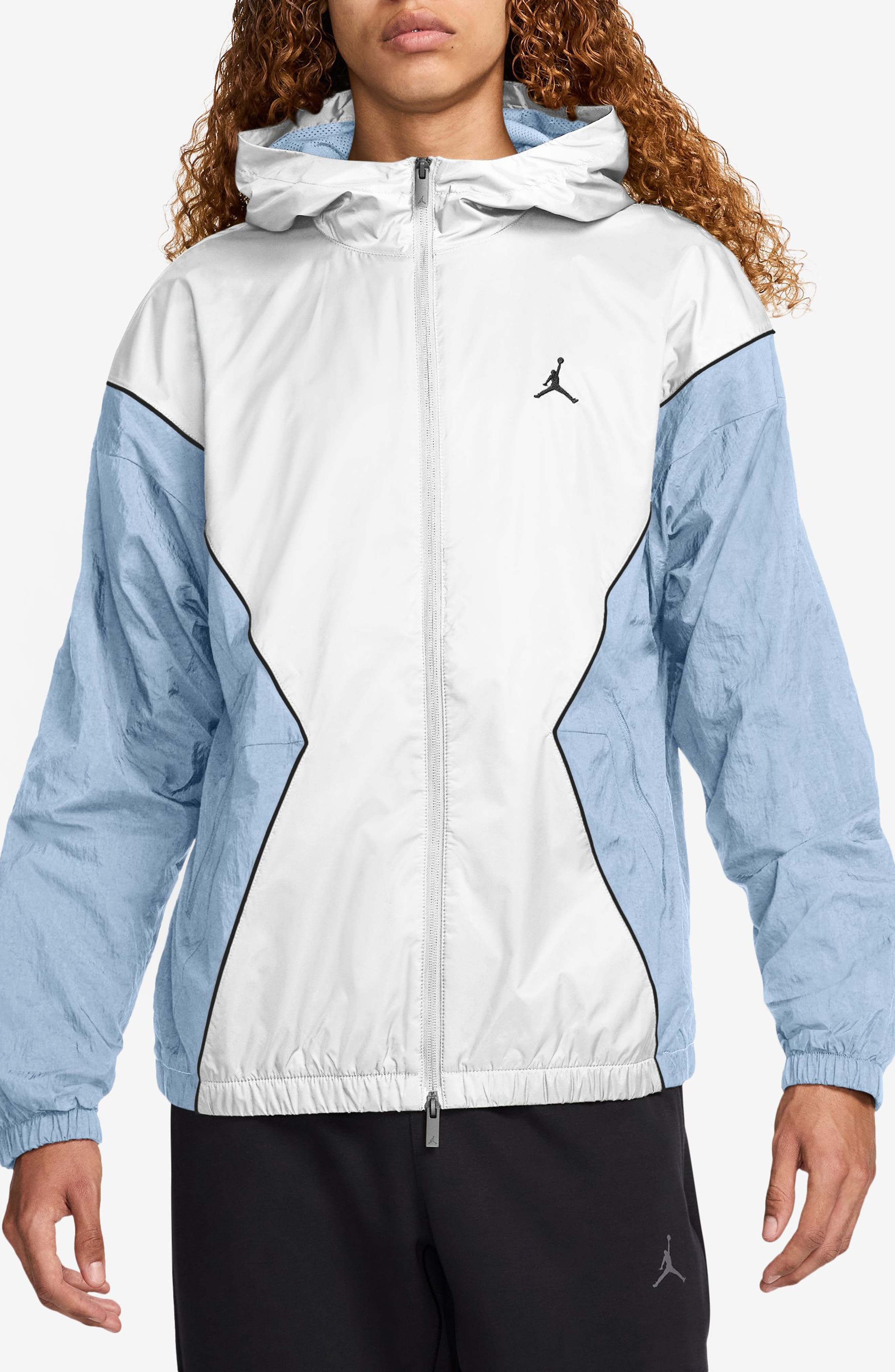 Jordan Essentials Draft Hooded Jacket in White/Hydrogen Blue/Black at Nordstrom - 1