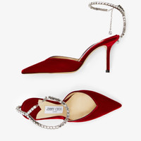 サンダル・ミュール JIMMY CHOO SAEDA VELVET SANDAL WITH CRYSTALS JIMMY CHOO Saeda 85 crystal-embellished velvet sandals | NET