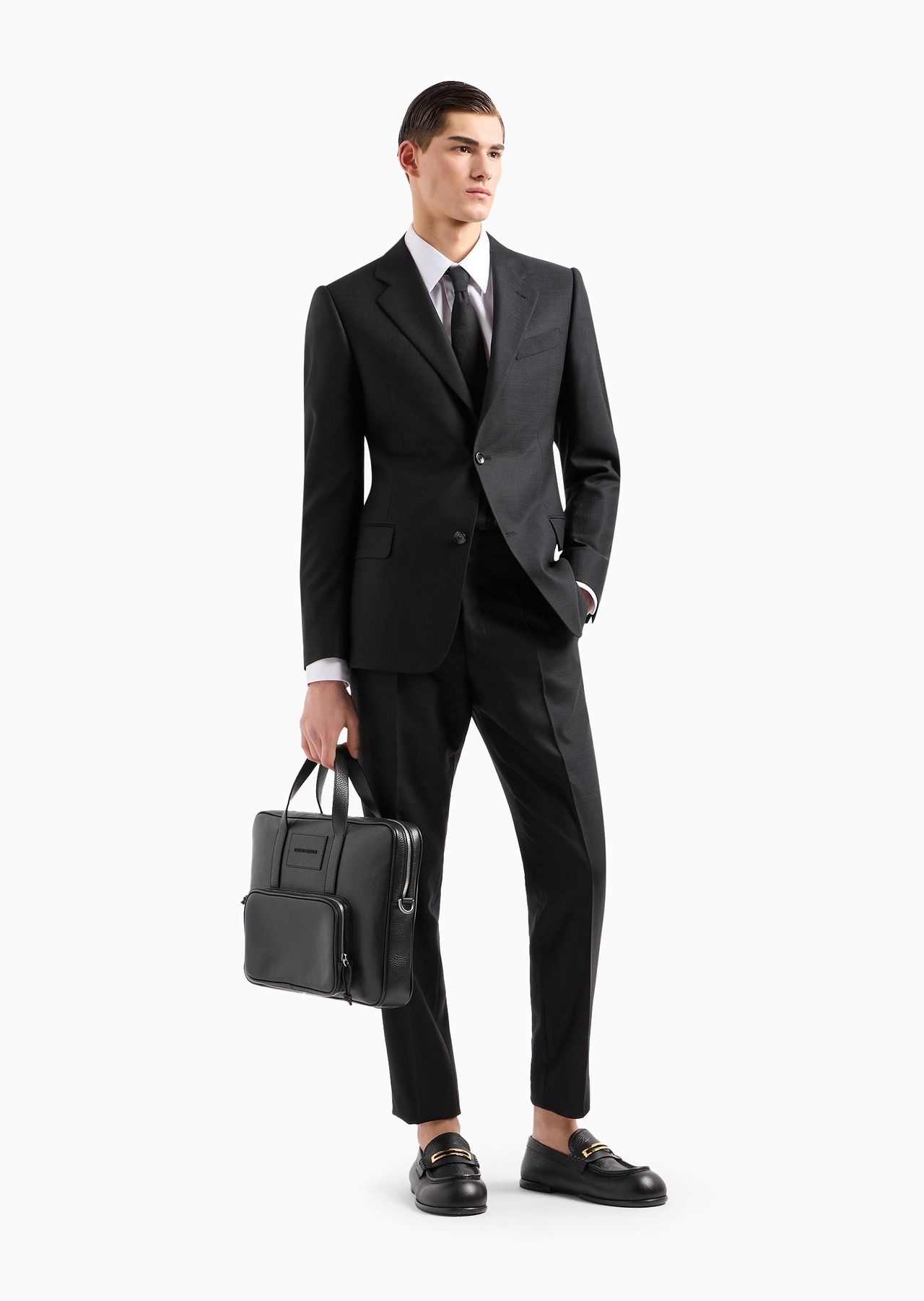 Single-breasted, slim-fit suit in jersey-effect armure wool - 4