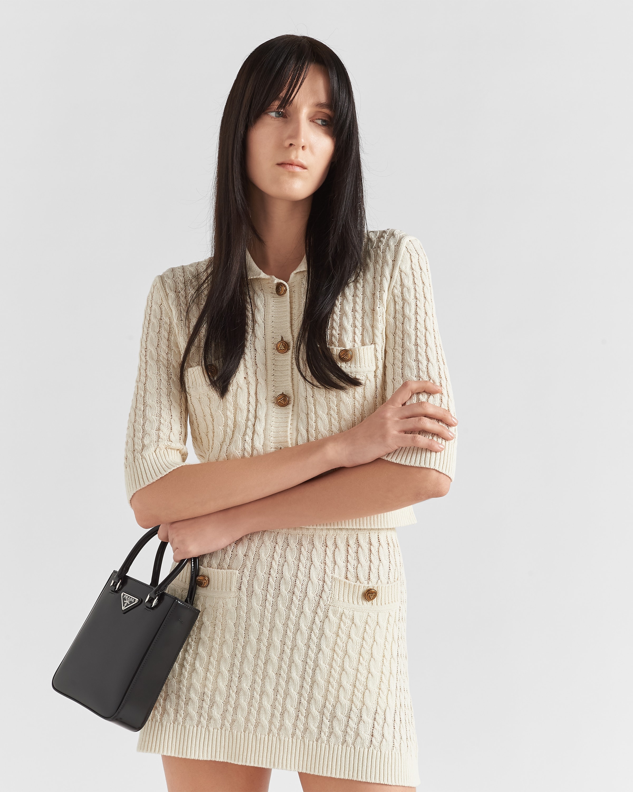Prada Ivory Cotton Blend Mini Skirt | italist | REVERSIBLE