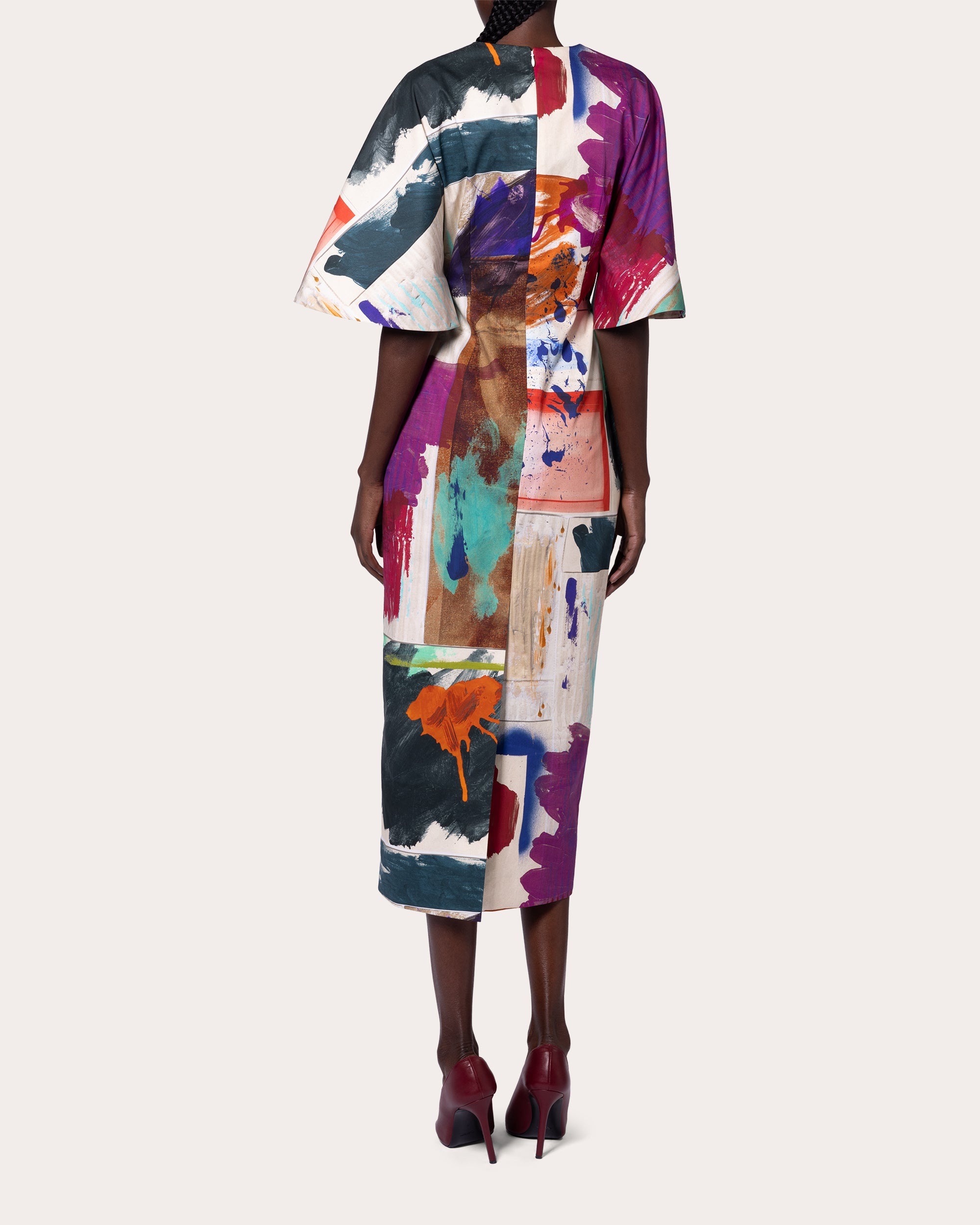 Falah Abstract Cotton Midi Sheath Dress - 2