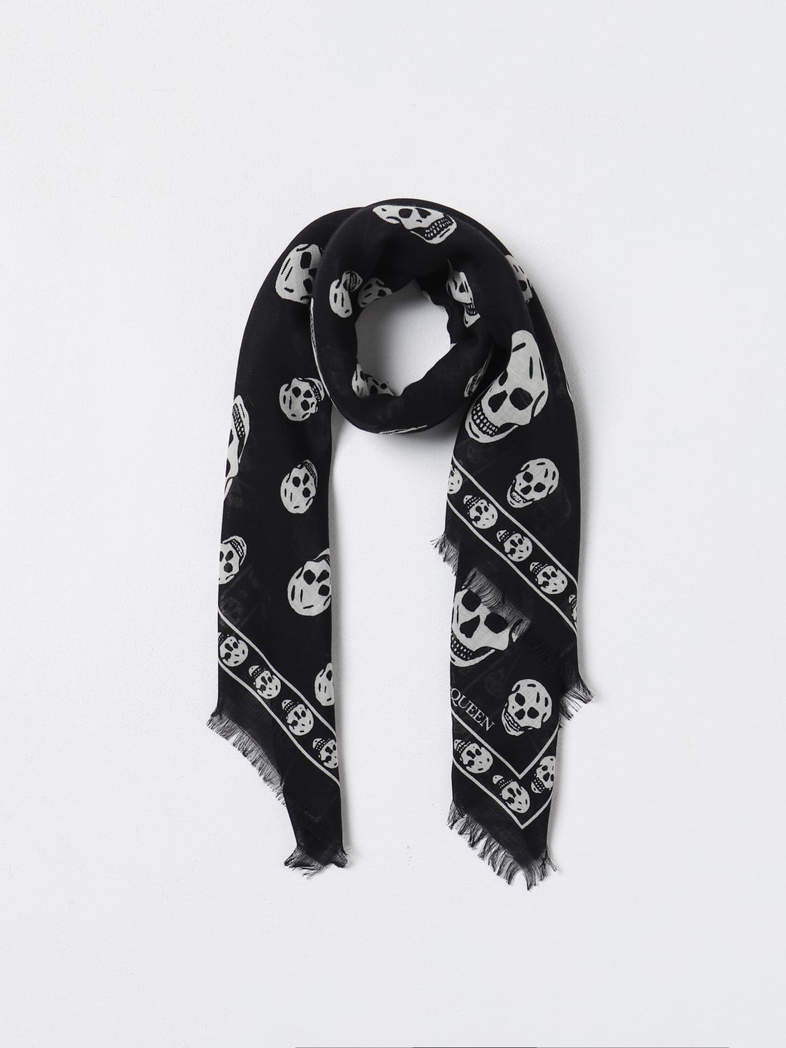Skull Alexander McQueen scarf in jacquard wool - 2