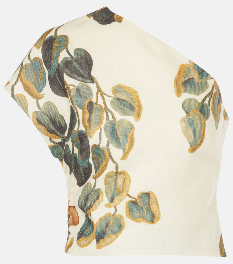 Belletto Asymmetric linen crop top - 1