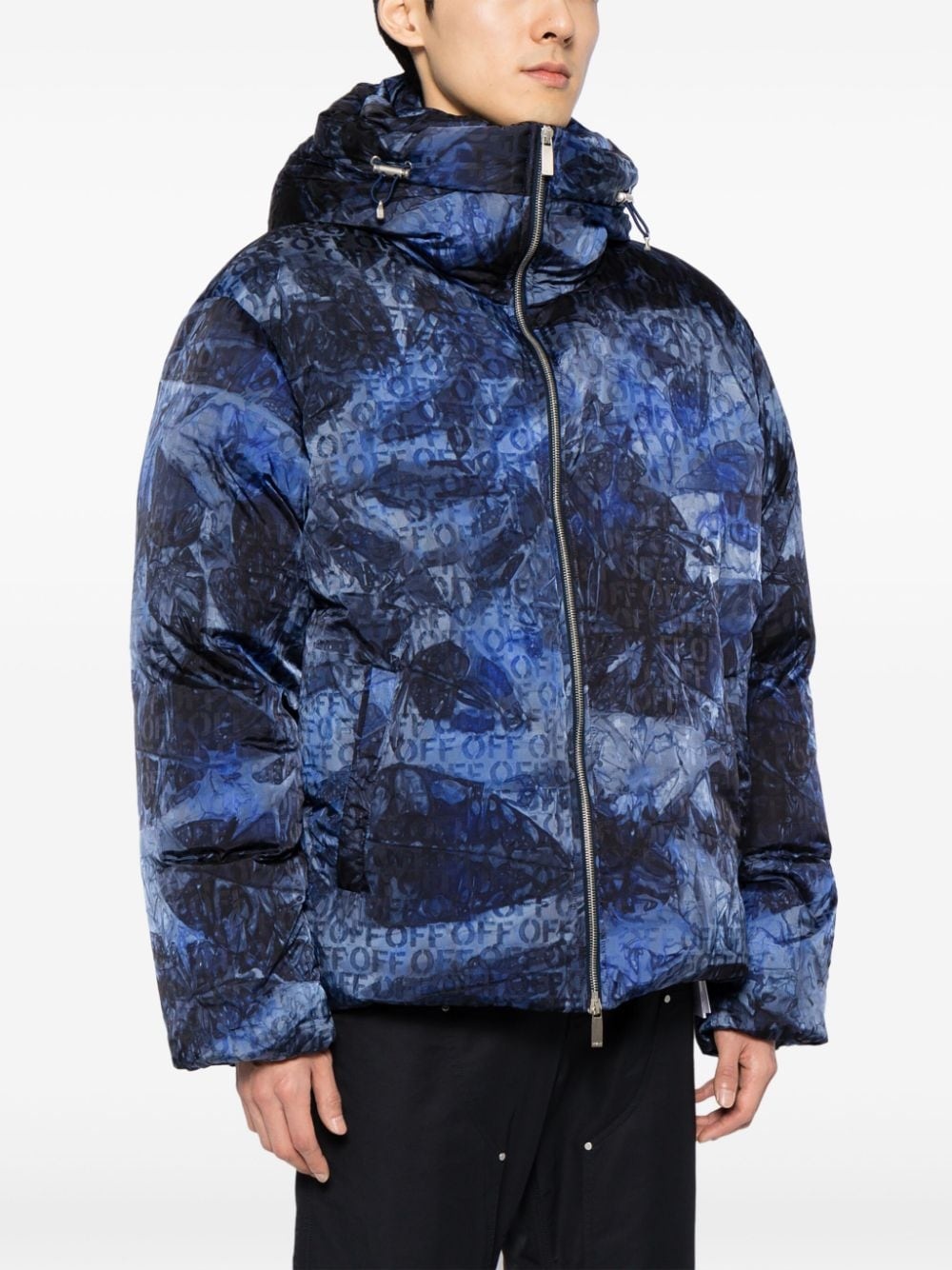 logo-jacquard padded jacket - 3