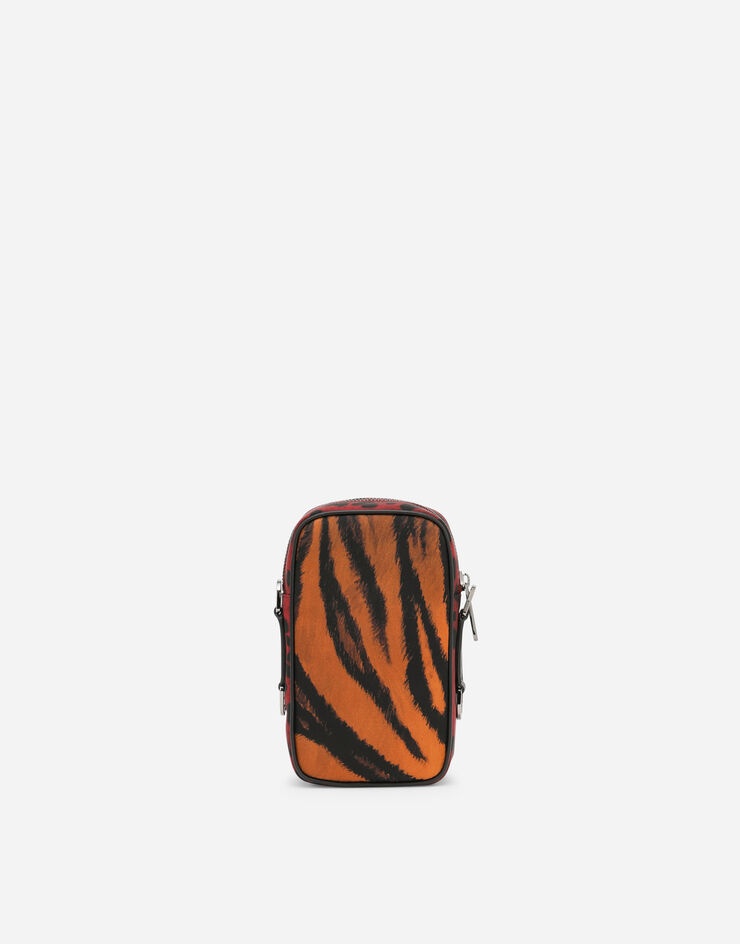Nylon crossbody bag with tiger print - 4
