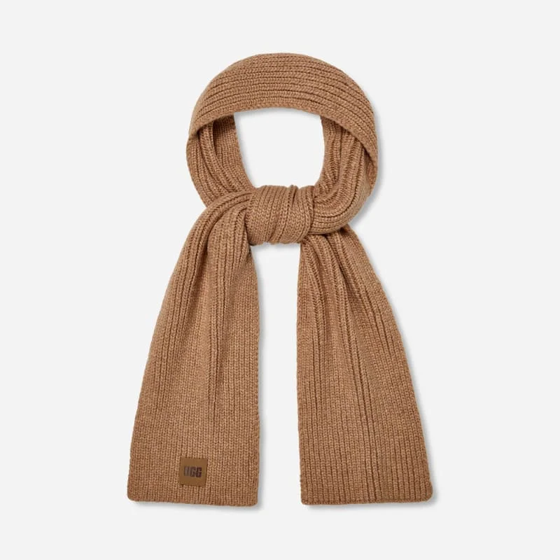 ® Chunky Rib Scarf Knit Scarves in Camel - 1