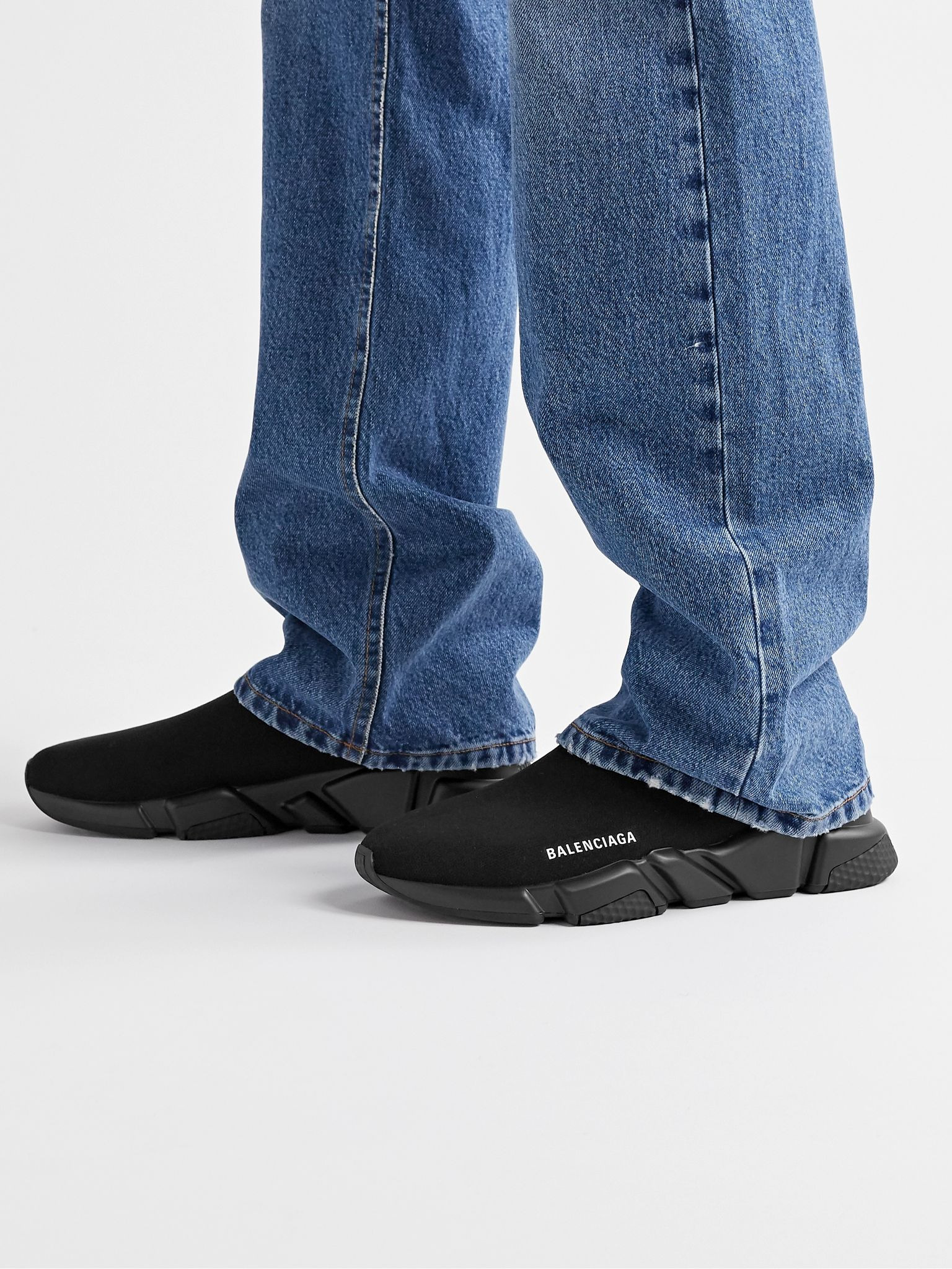 Speed Stretch-Knit Slip-On Sneakers Black - 3