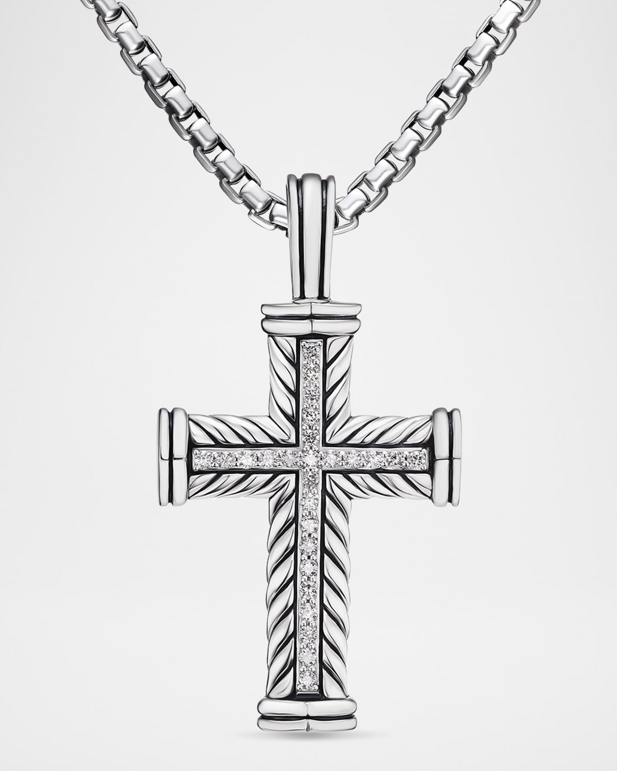 Men's Chevron Cross Enhancer with Diamonds in Silver, 30mm - 1