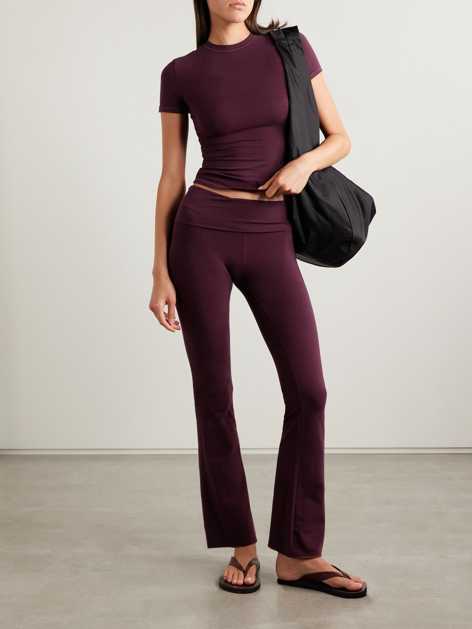 Stretch-cotton jersey T-shirt - Currant Plum - 2